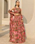 Sage Green Floral Printed Lehenga Set By KYNAH, Luxury Indian Fashion & Bridal Wear