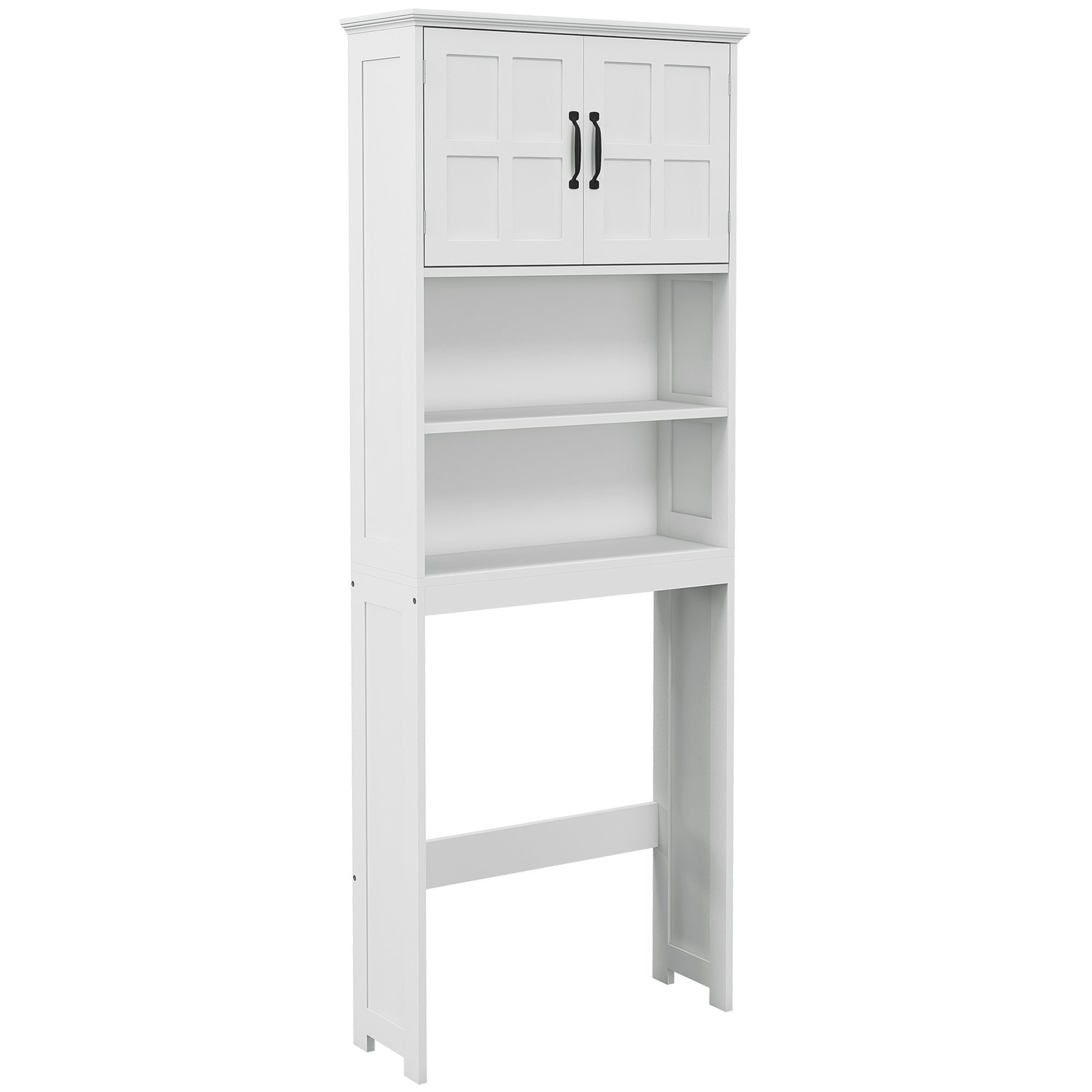 Over The Toilet Bathroom Storage Cabinet with Open Shelves & 2-Door Cabinet, White