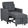 3-in-1 Convertible Pull Out Chair Bed with Adjustable Backrest, Pillow, & Pockets, Gray