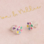 Kids Smiley Flower Stud Earrings