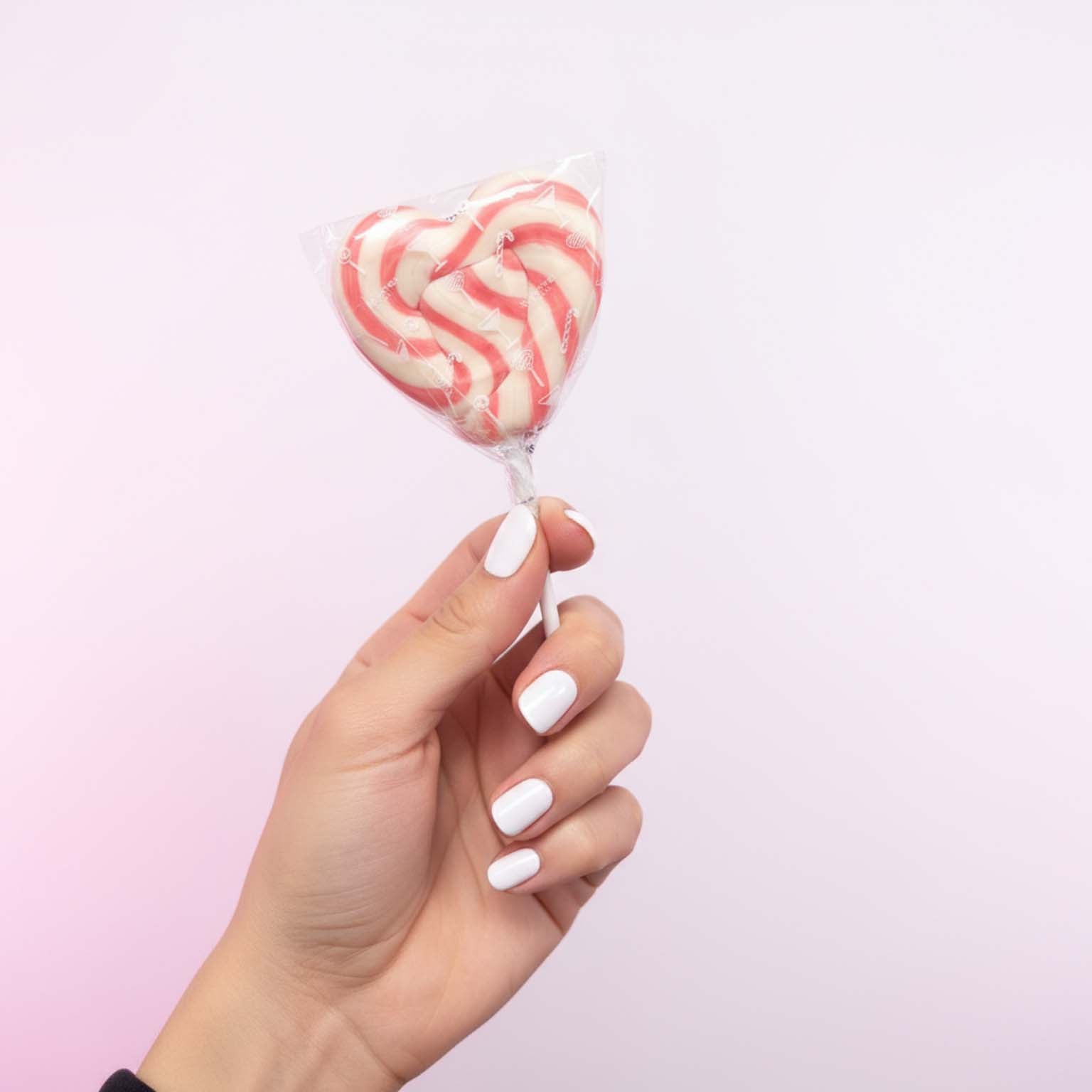 Handmade Strawberry Pink & White Lollipop