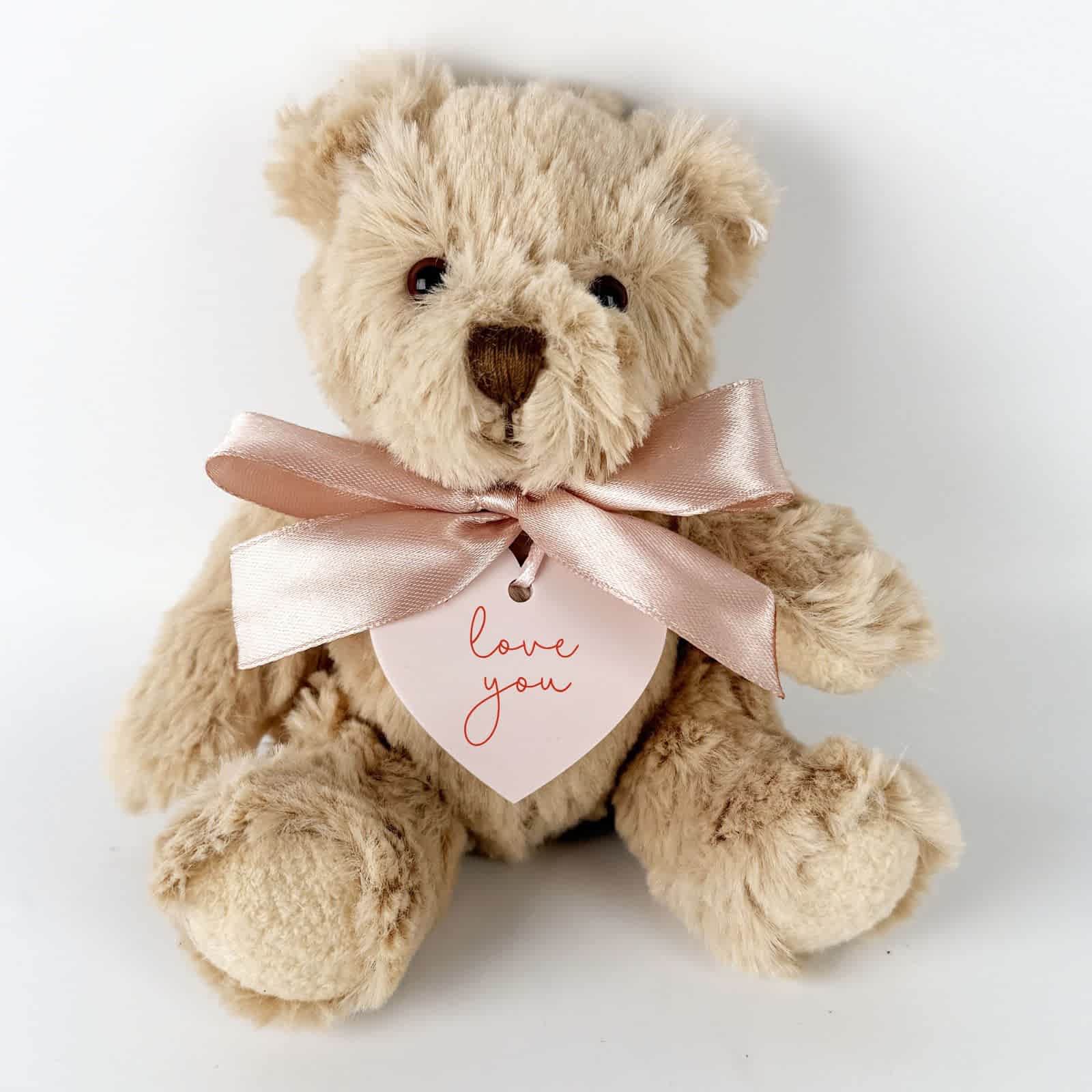 Teddy Bear & Love You Plaque - Pink