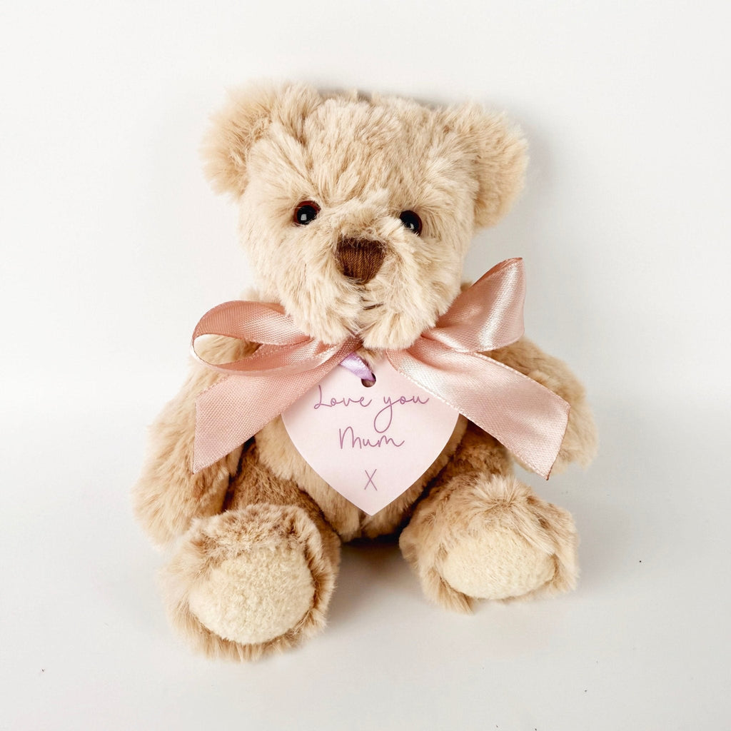 Teddy Bear & Personalised Plaque - Beige / Light Brown