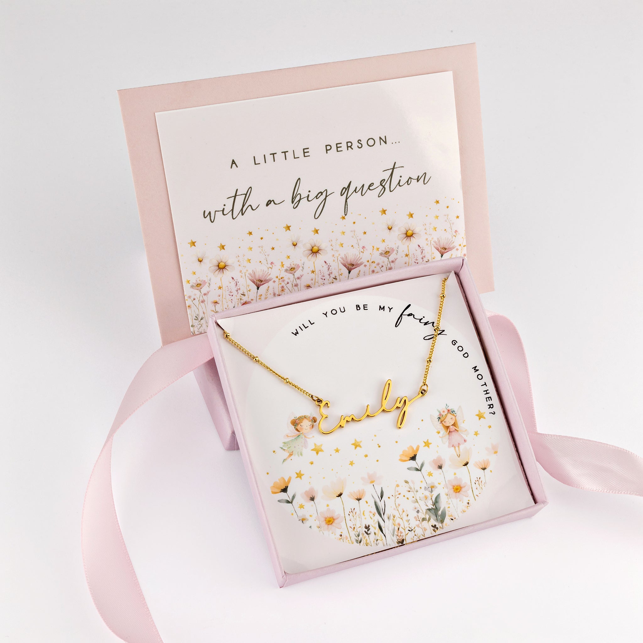 Fairy Godmother Proposal Name Necklace - Gold / Style 1