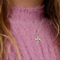 Kids Initial & Guardian Angel Charm Necklace - Silver / Style 2