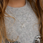 Kids Initial & Guardian Angel Charm Necklace - Silver / Style 2