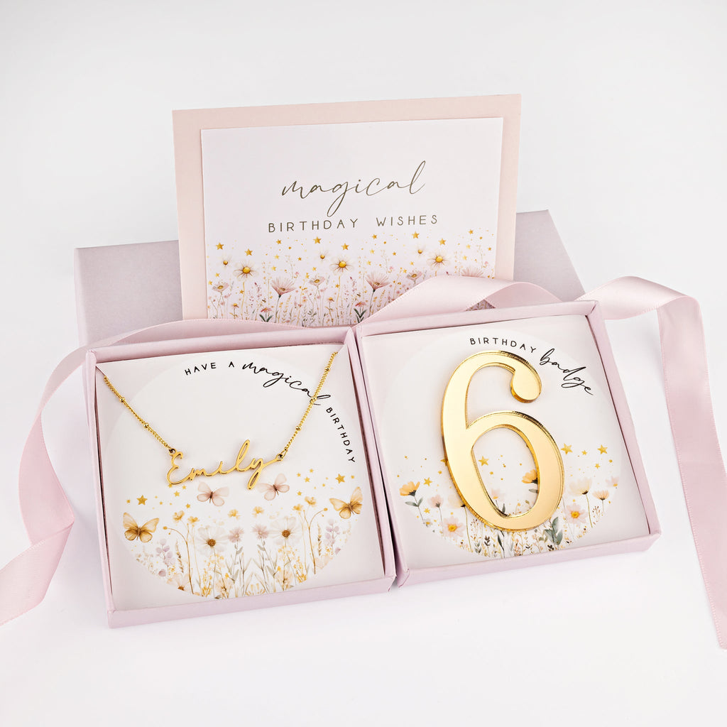 Kids Magical Birthday Name Necklace - Vermeil / Style 1
