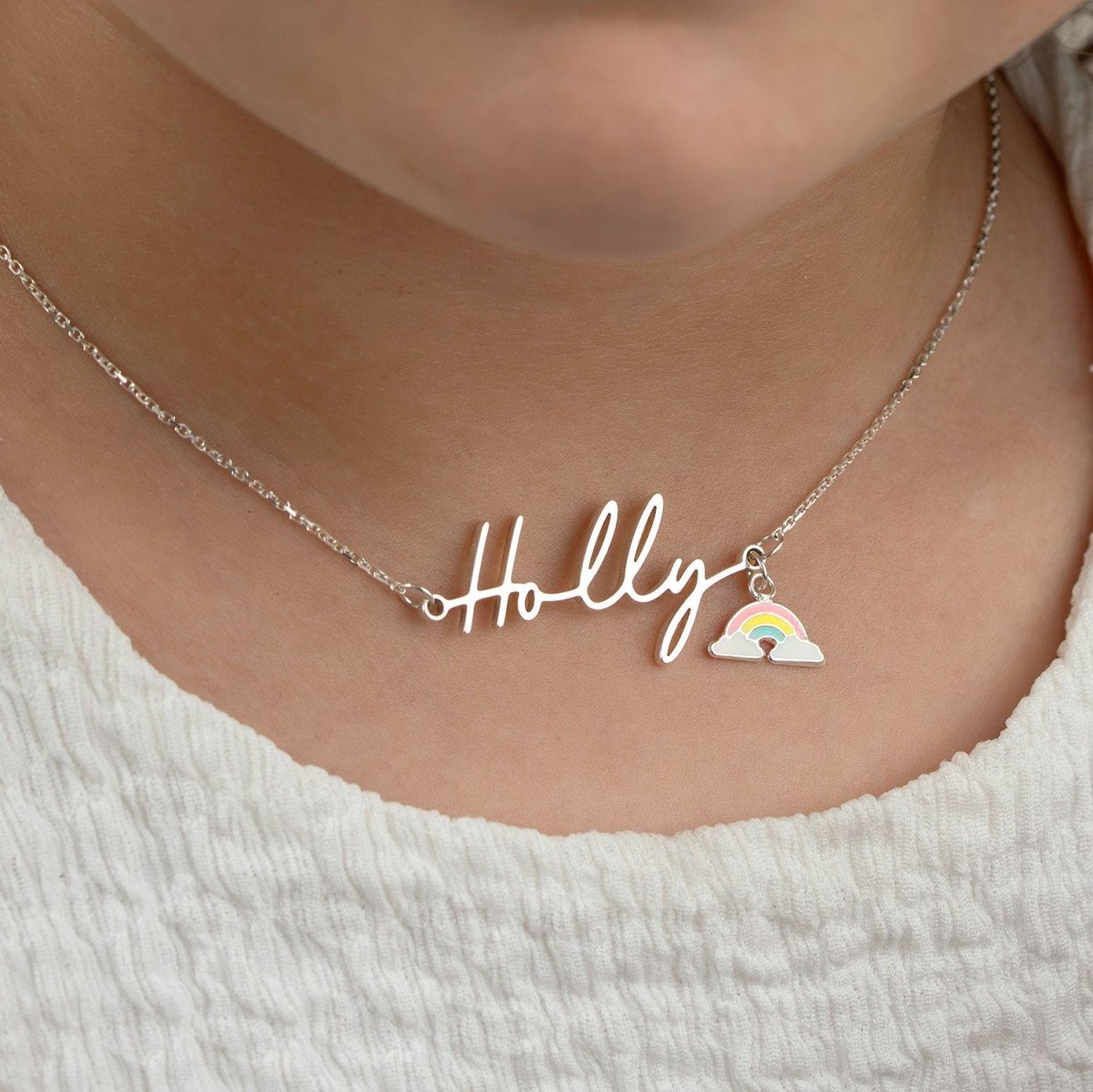 Kids Name Necklace - Solid Silver / Style 1