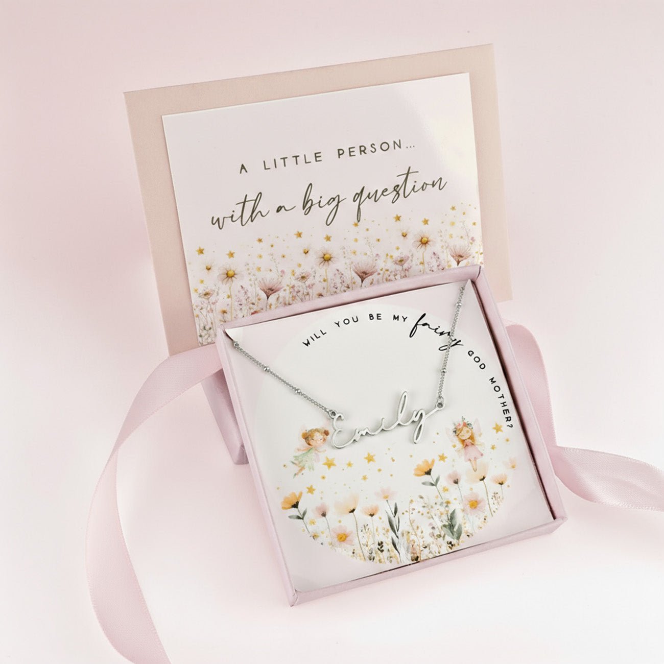 Fairy Godmother Proposal Name Necklace - Silver / Style 2