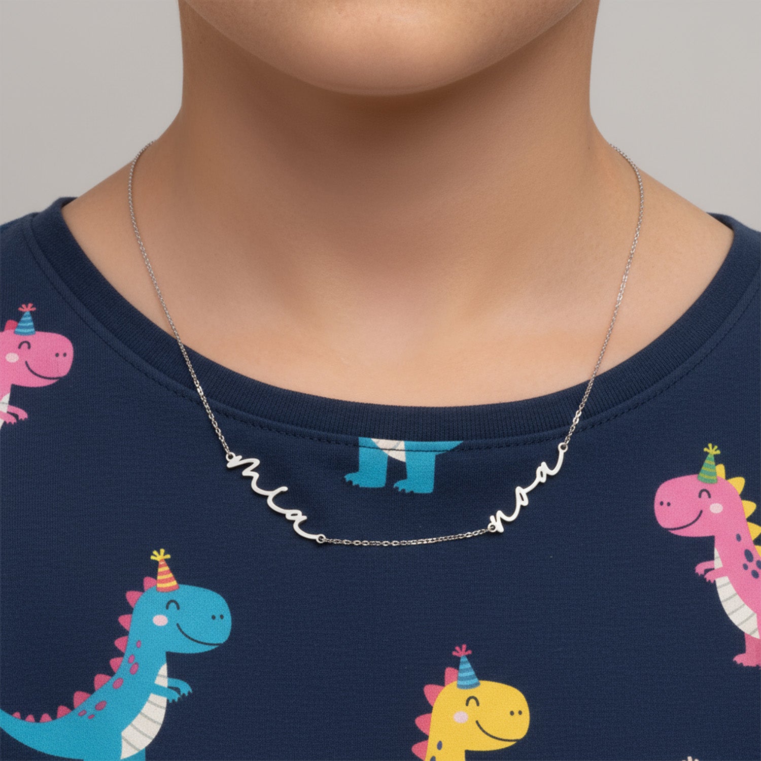 Kids Double Name Necklace - Solid Silver / Style 3
