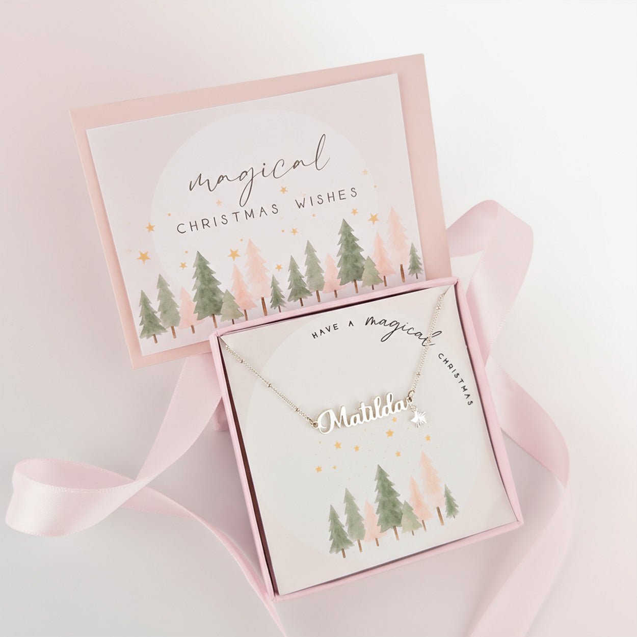 Magical Christmas Kids Name Necklace & Star Charm - Silver / Style 3