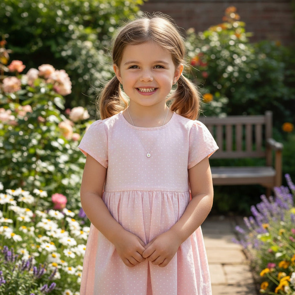 Kids Daisy Flower Sterling Silver Necklace