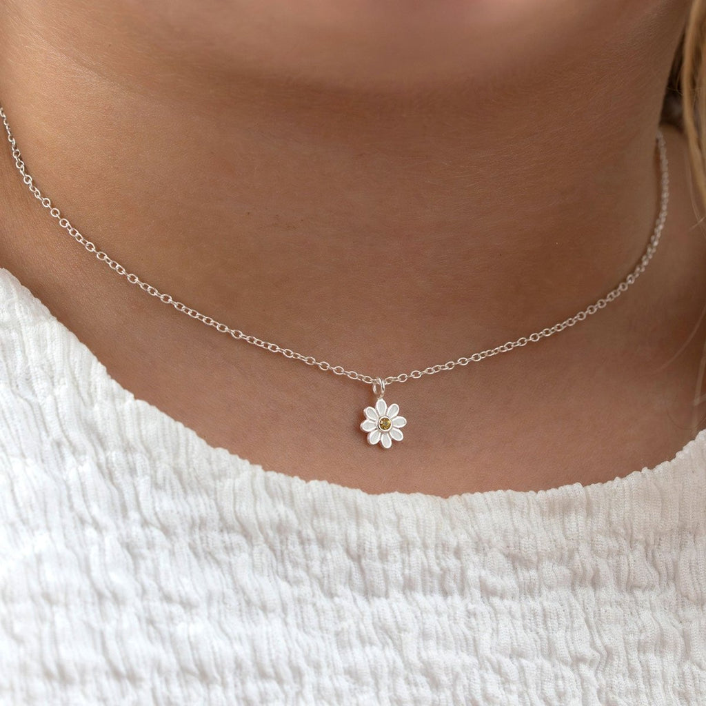 Kids Daisy Flower Sterling Silver Necklace