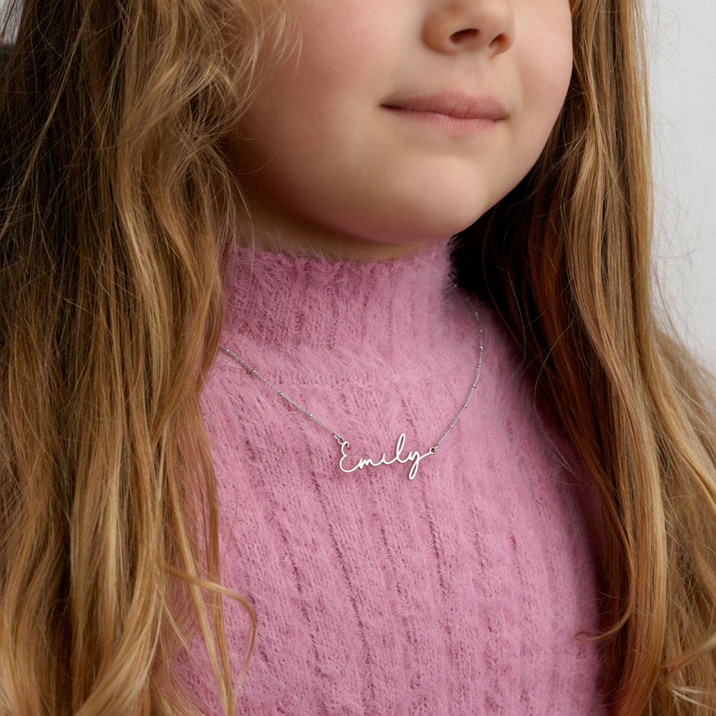 Kids Name Necklace Christmas Gift Set - Sterling Silver / Style 3