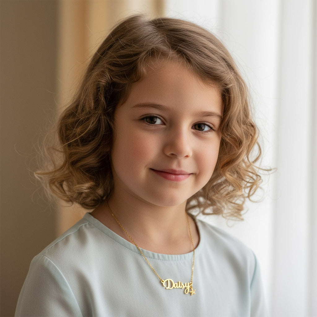 Magical Christmas Kids Name Necklace & Star Charm