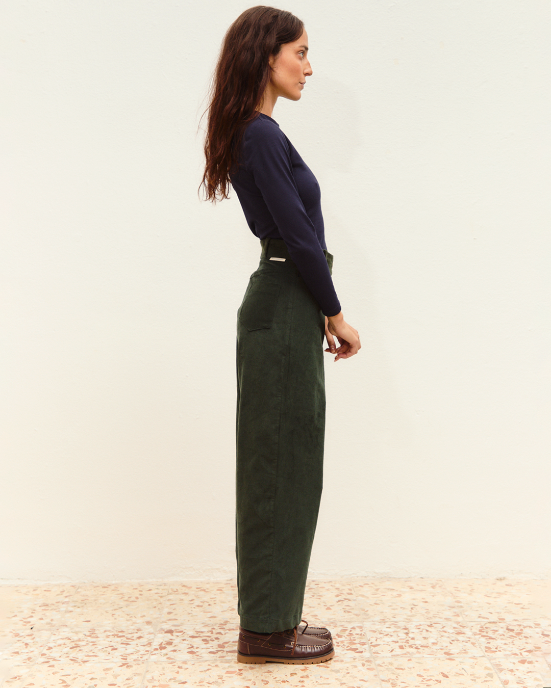 pantalón noa pana verde botella ▢