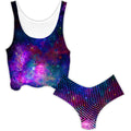 Celestial Finger Print Crop Top and Booty Shorts Combo