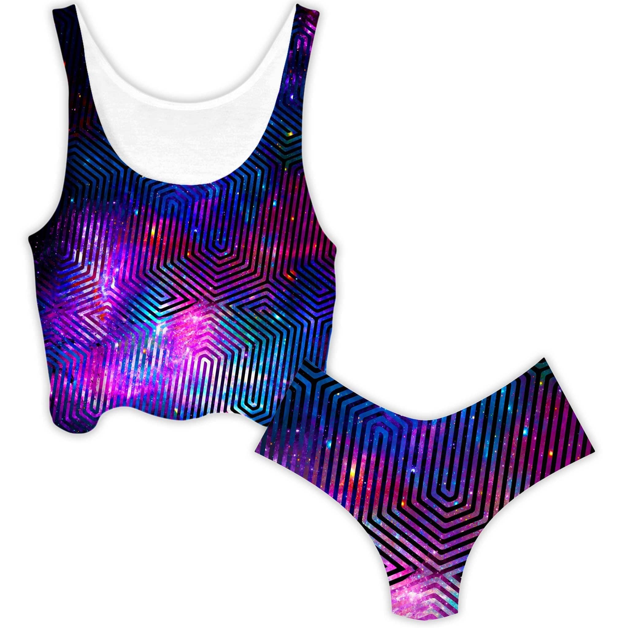 Celestial Finger Print Crop Top and Booty Shorts Combo