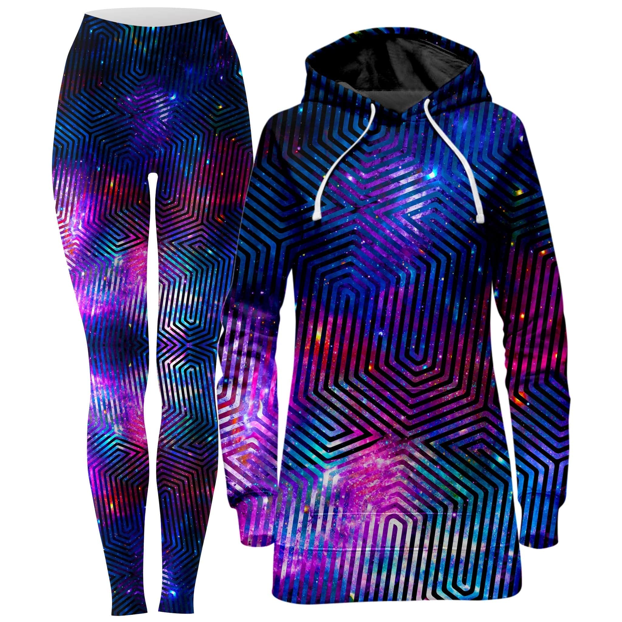 Celestial Finger Print Hoodie Dress and Leggings Combo