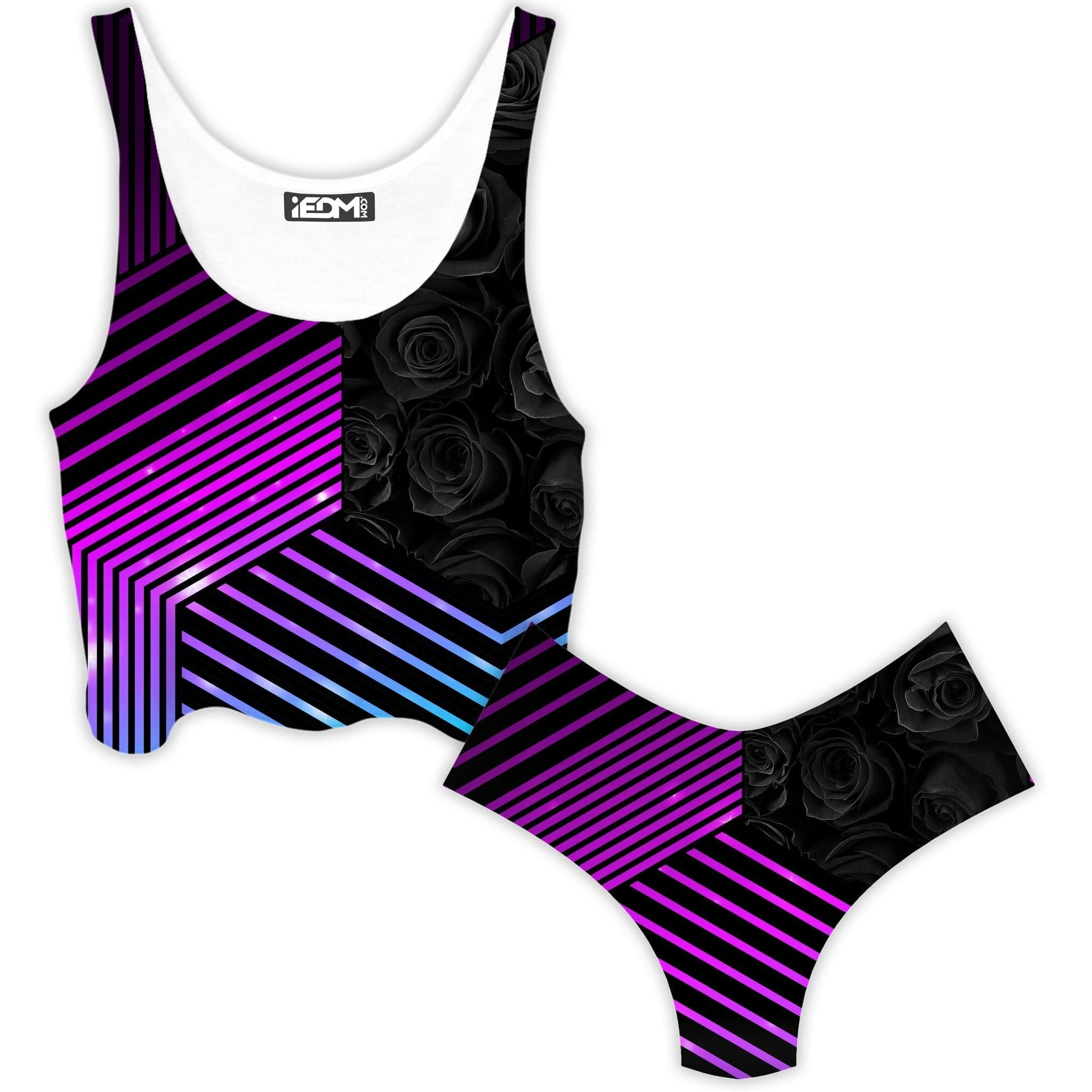 Connected Hex Crop Top and Booty Shorts Combo