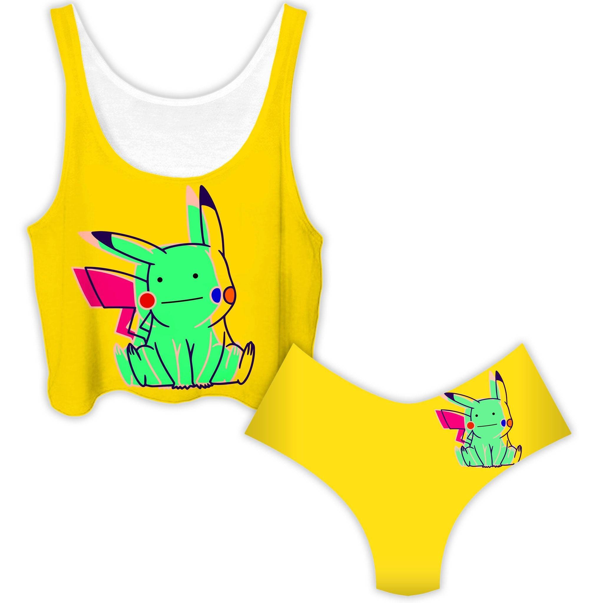 Ditto Pikachu Crop Top and Booty Shorts Combo