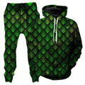Galactic Dragon Scale Green Hoodie and Joggers Combo