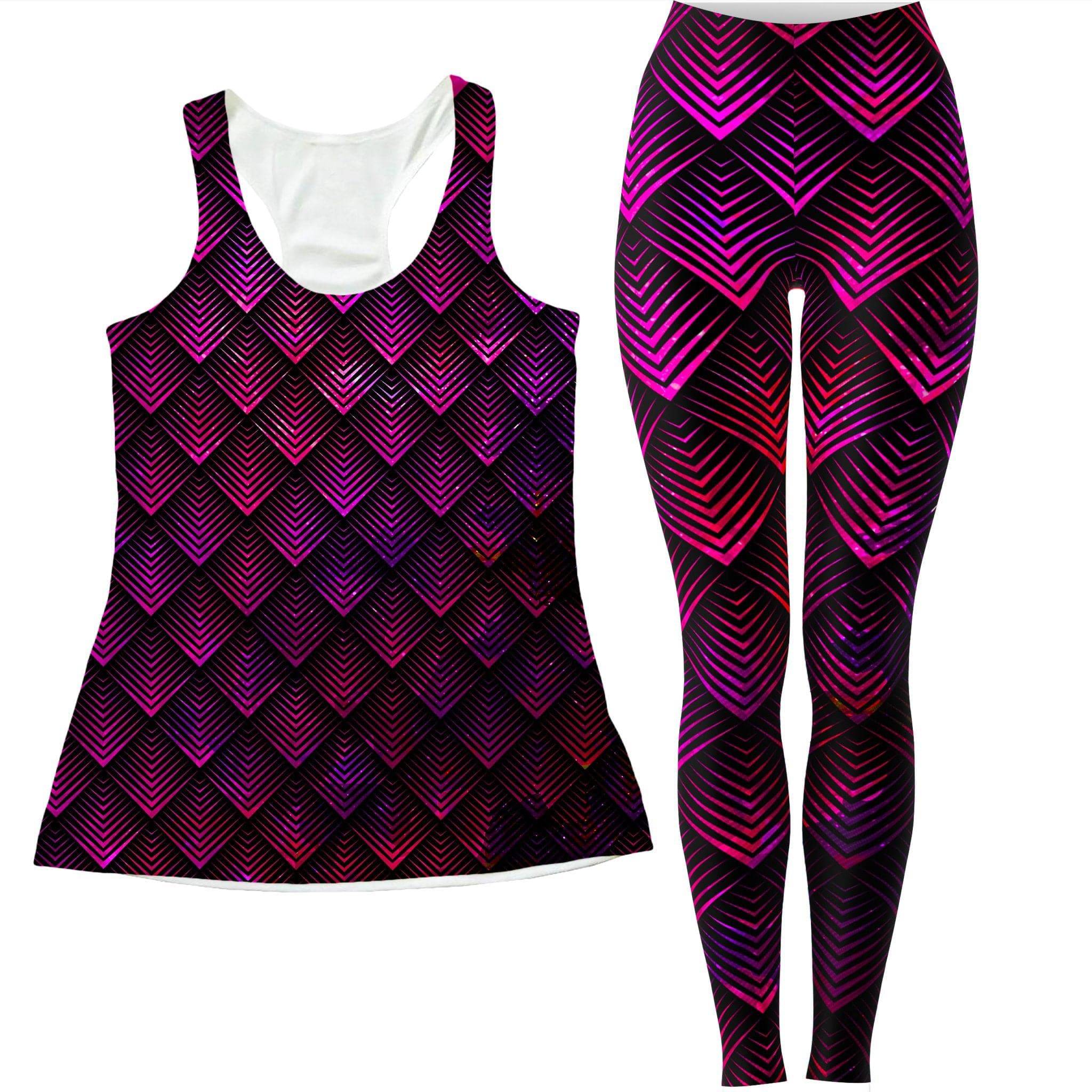 Galactic Dragon Scale Pink Women's Tank and Leggings Combo