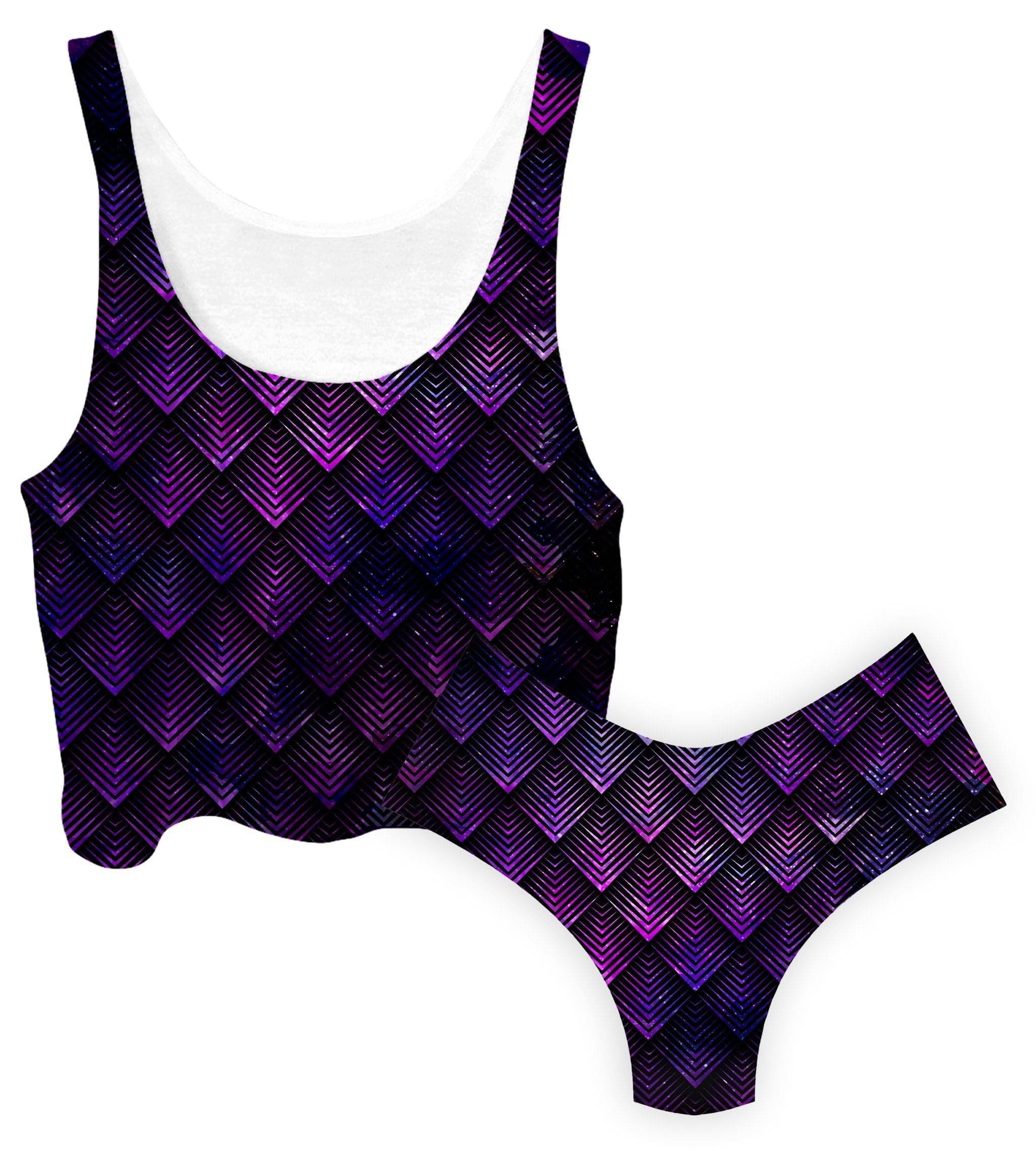 Galactic Dragon Scale Purple Crop Top and Booty Shorts Combo