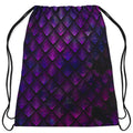 Galactic Dragon Scale Purple Drawstring Bag