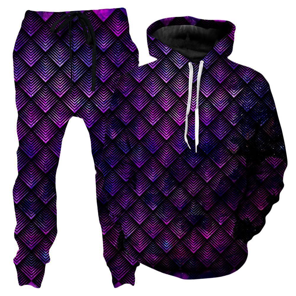 Galactic Dragon Scale Purple Hoodie and Joggers Combo