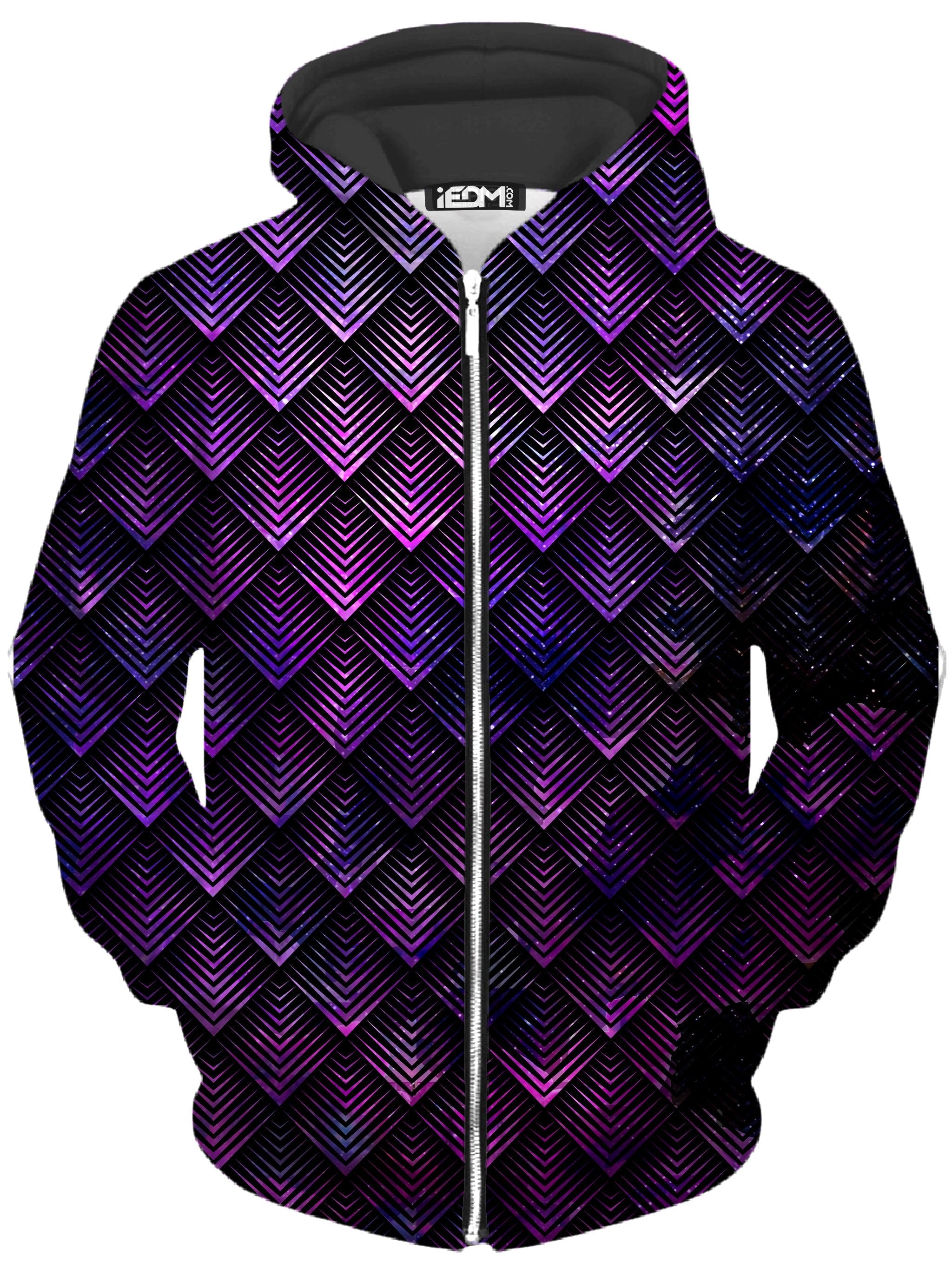 Galactic Dragon Scale Purple Unisex Zip-Up Hoodie