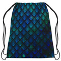 Galactic Dragon Scale Teal Drawstring Bag