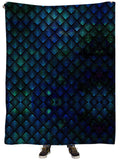 Galactic Dragon Scale Teal Plush Blanket