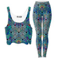 Holographic Hexagon Crop Top and Leggings Combo