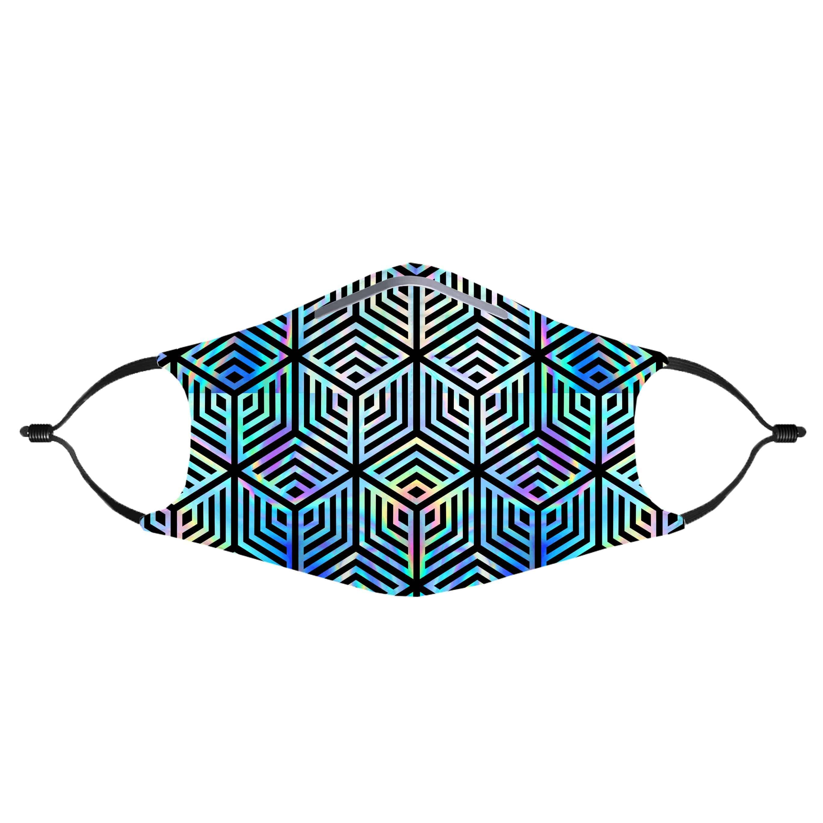 Holographic Hexagon Face Mask With (4) PM 2.5 Carbon Inserts