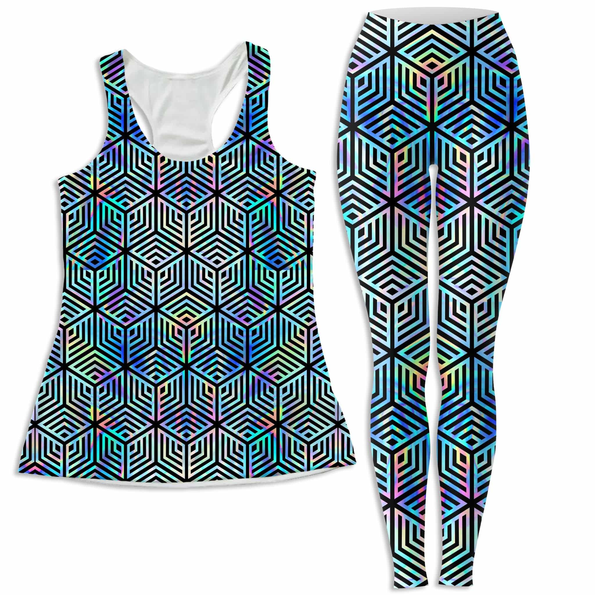 Holographic Hexagon Women's Tank and Leggings Combo