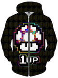 Level Up Mushroom Unisex Zip-Up Hoodie