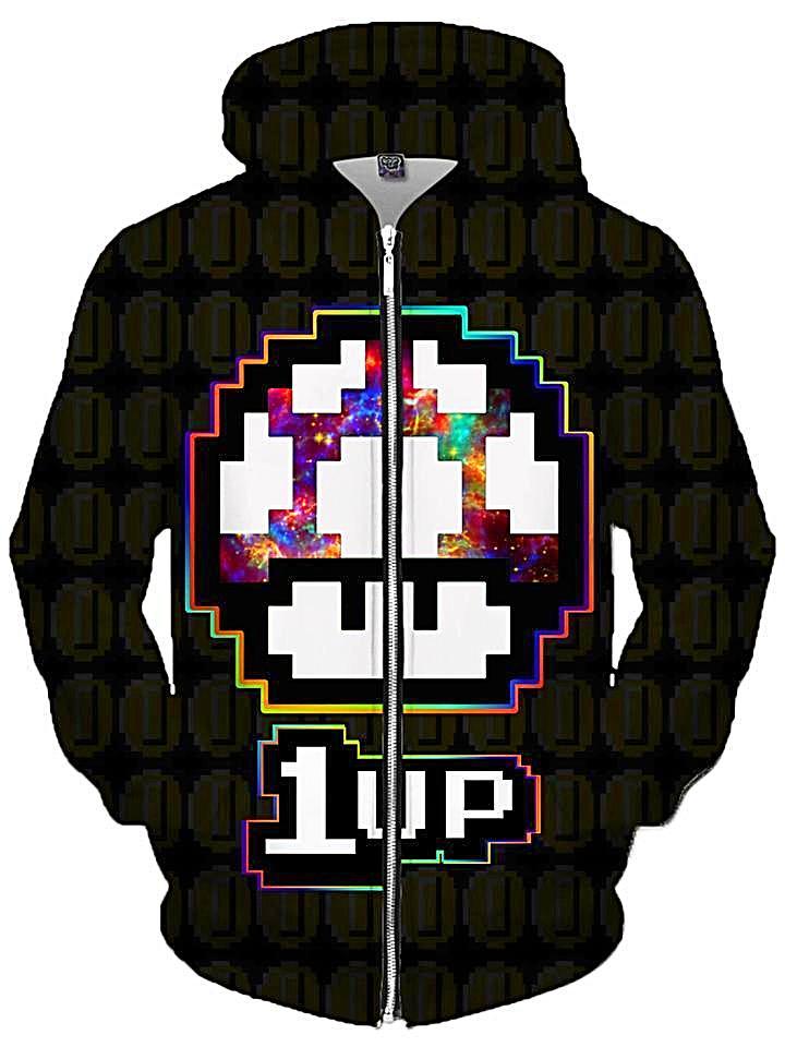 Level Up Mushroom Unisex Zip-Up Hoodie