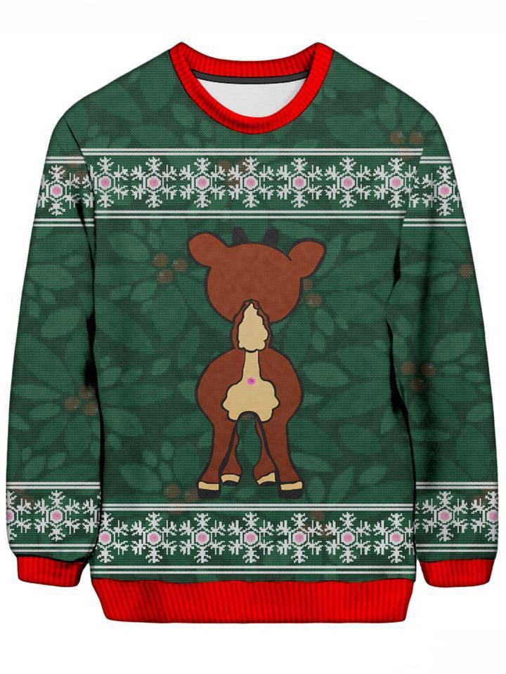 Wrong Way Rudolph Ugly Sweatshirt