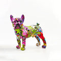 ArtZ® French Bulldog Graffiti Painted Statue - Abstract / Small: 7.9 inches long - 7.3 inches tall (20x18.5cm)