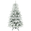 5 ft Artificial Flocked Christmas Tree with 717 Branches and Foldable Metal Stand