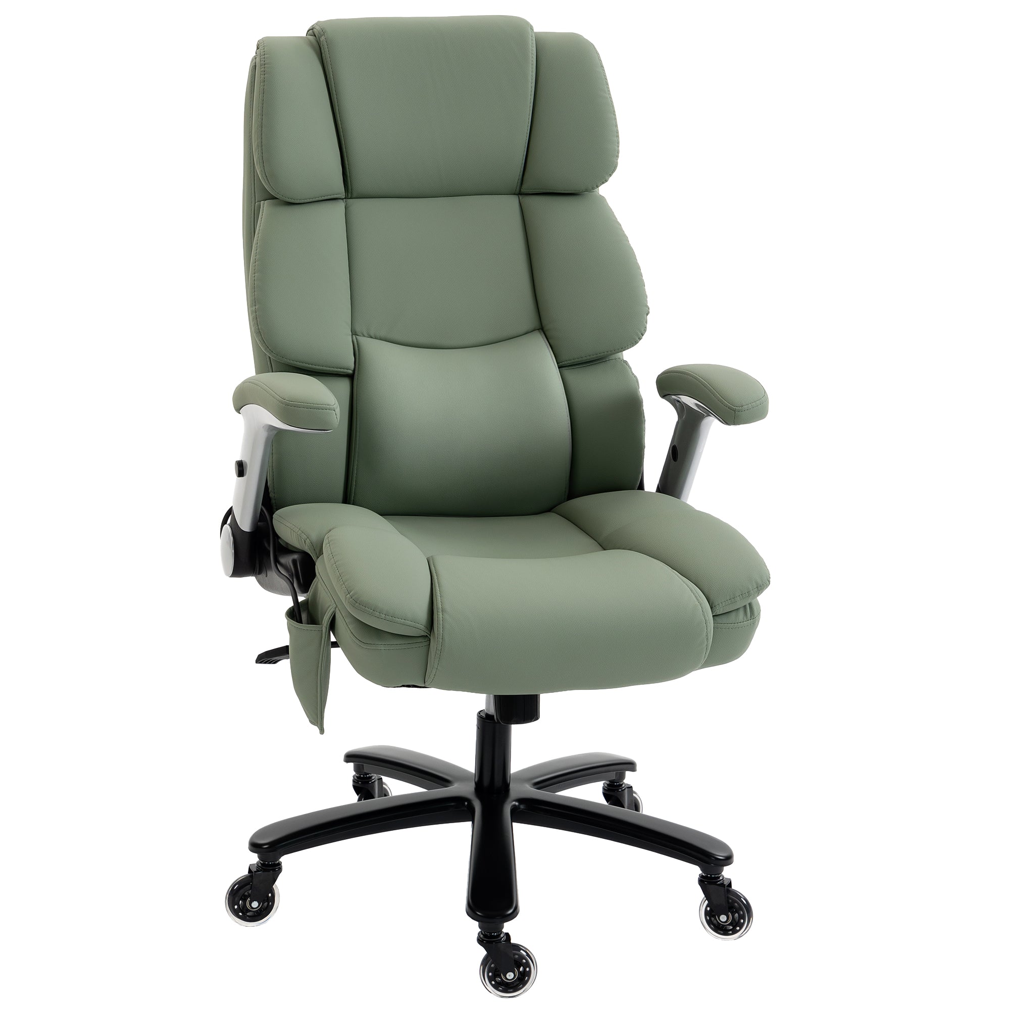 400 lb Big and Tall Office Chair with Airbag Lumbar, Flip-Up Arms, Light Green