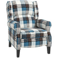 Wingback Reclining Chair with Footrest & Round Armrests for Living Room, Blue