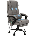 6 Vibrating Points Massage Office Chair, High Back Reclining Chair w/ Footrest, Gray