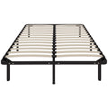 4ft6 Double Metal Platform Bed Frame with 2 x 14 Slats, Underbed Storage, Black