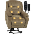 Power Lift Recliner Chair for Elderly with Massage, Electric Recliner with Side Pockets, Brown