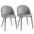 Contemporary Design Dining Chairs Set of 2 with Soft Fabric Seat and Back, Grey