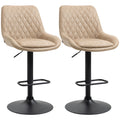 Retro Bar Stools Set of 2 with Wide Seat, Height Adjustable Swivel Dining Chairs, Light Khaki