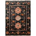 Obsidian Floral Frame Hand Knotted Rug