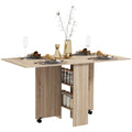 Folding Dining Table, Drop Leaf Table for Small Spaces with Rolling Casters, Natural